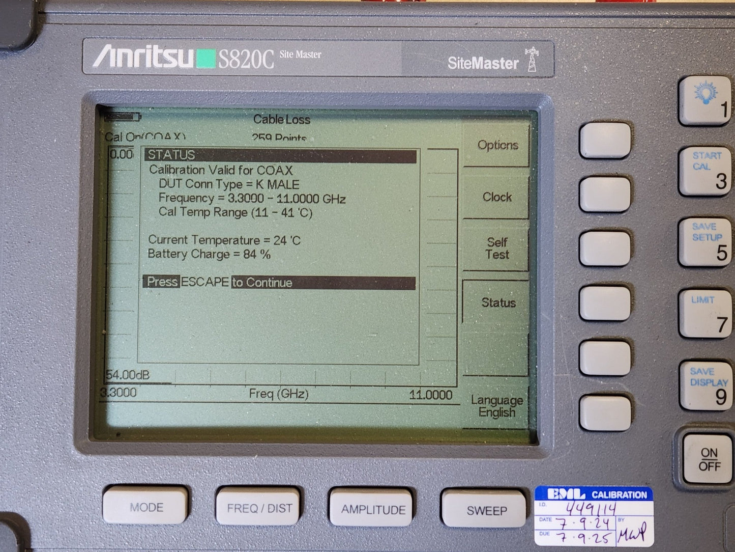 Anritsu SiteMaster S820C Microwave Transmission Line and Antenna Analyzer