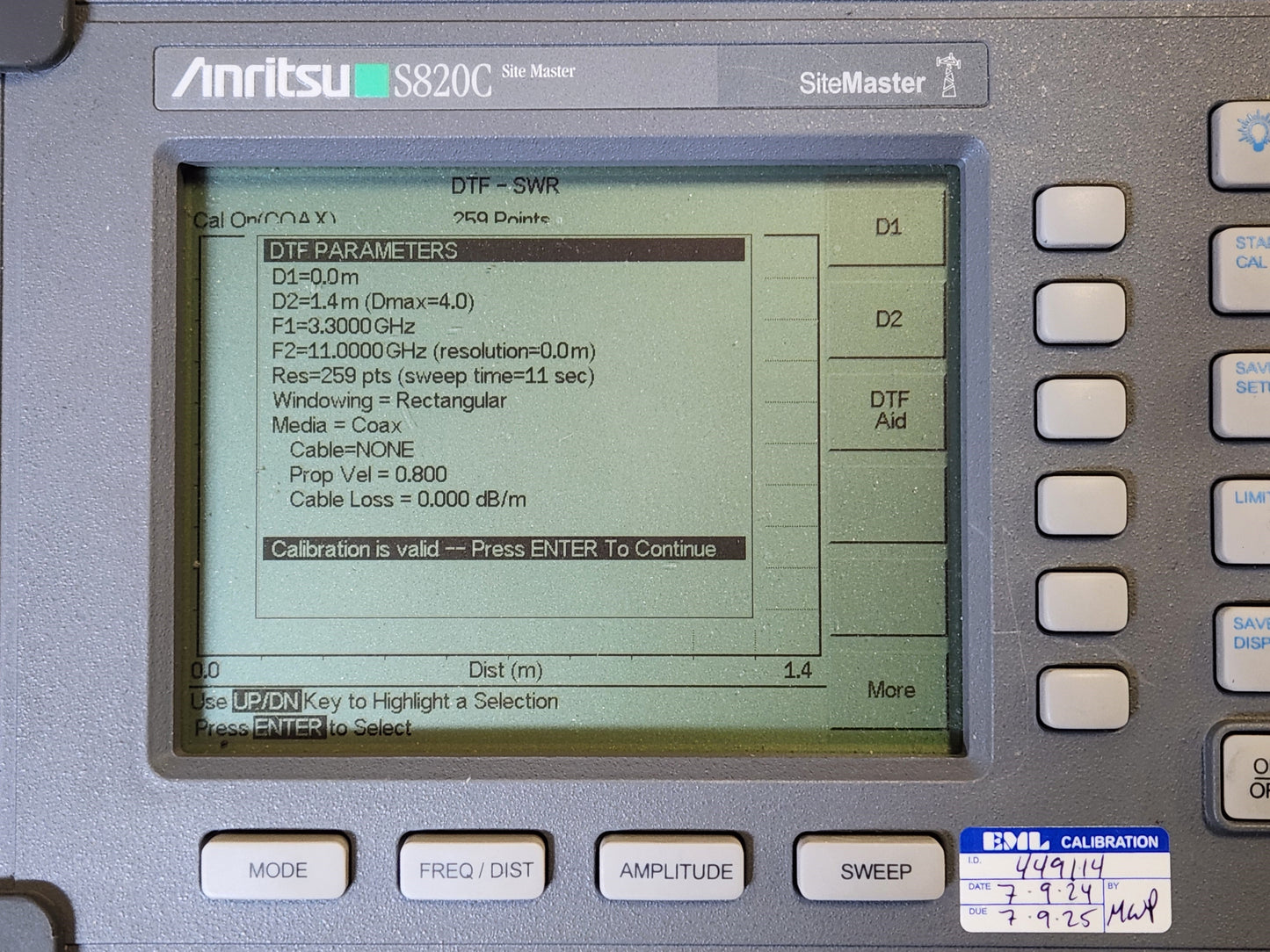 Anritsu SiteMaster S820C Microwave Transmission Line and Antenna Analyzer