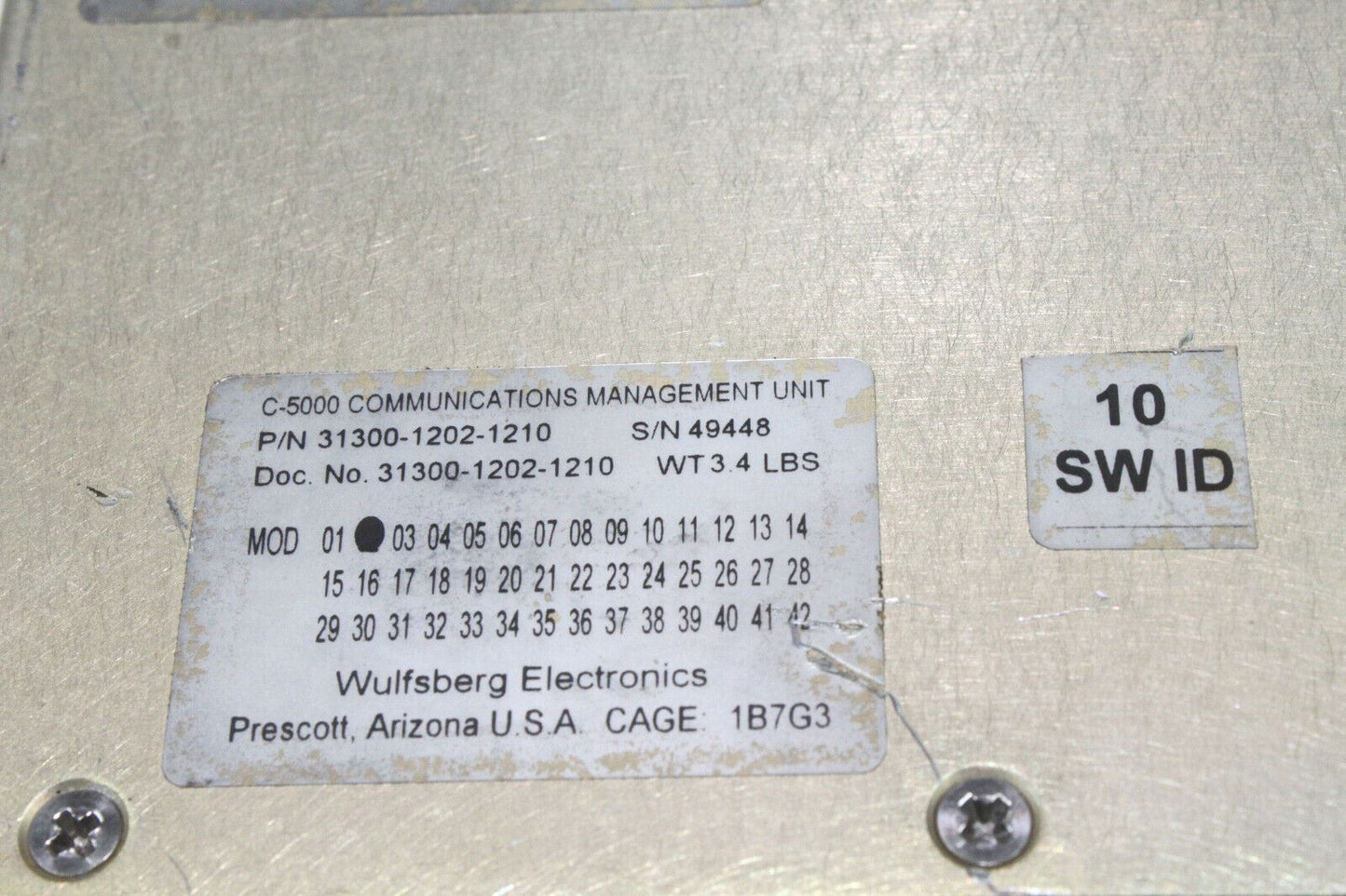 Wulfsberg Cobham C-5000 Control Head P-25 Version P/N 31300-1202-1210