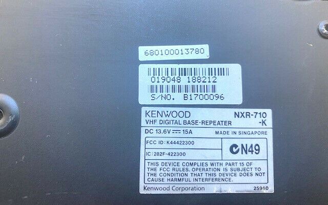 Kenwood Nexedge NXR-710K VHF 136-174Mhz Repeater 100W w/ Duplexer & Cab Setup
