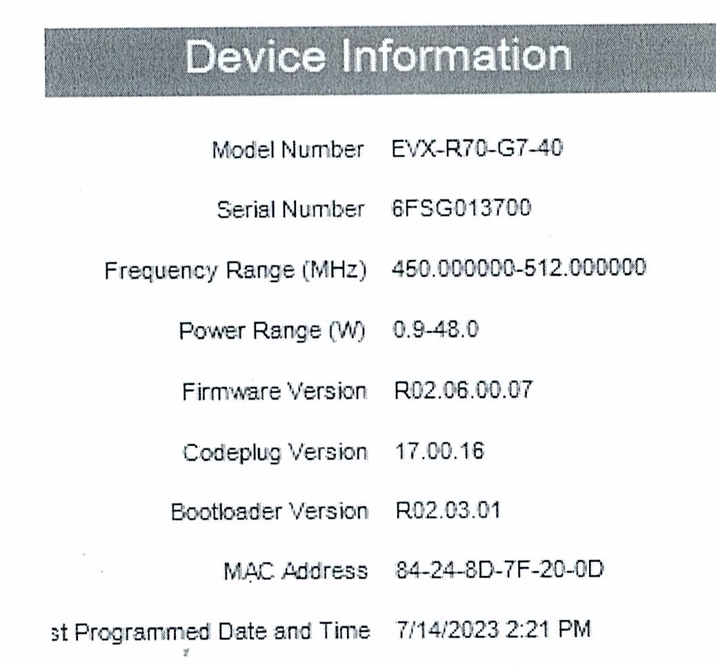 Vertex EVX-R70-G7-40 UHF 450-512MHz 40W 16ch DIGITAL Repeater