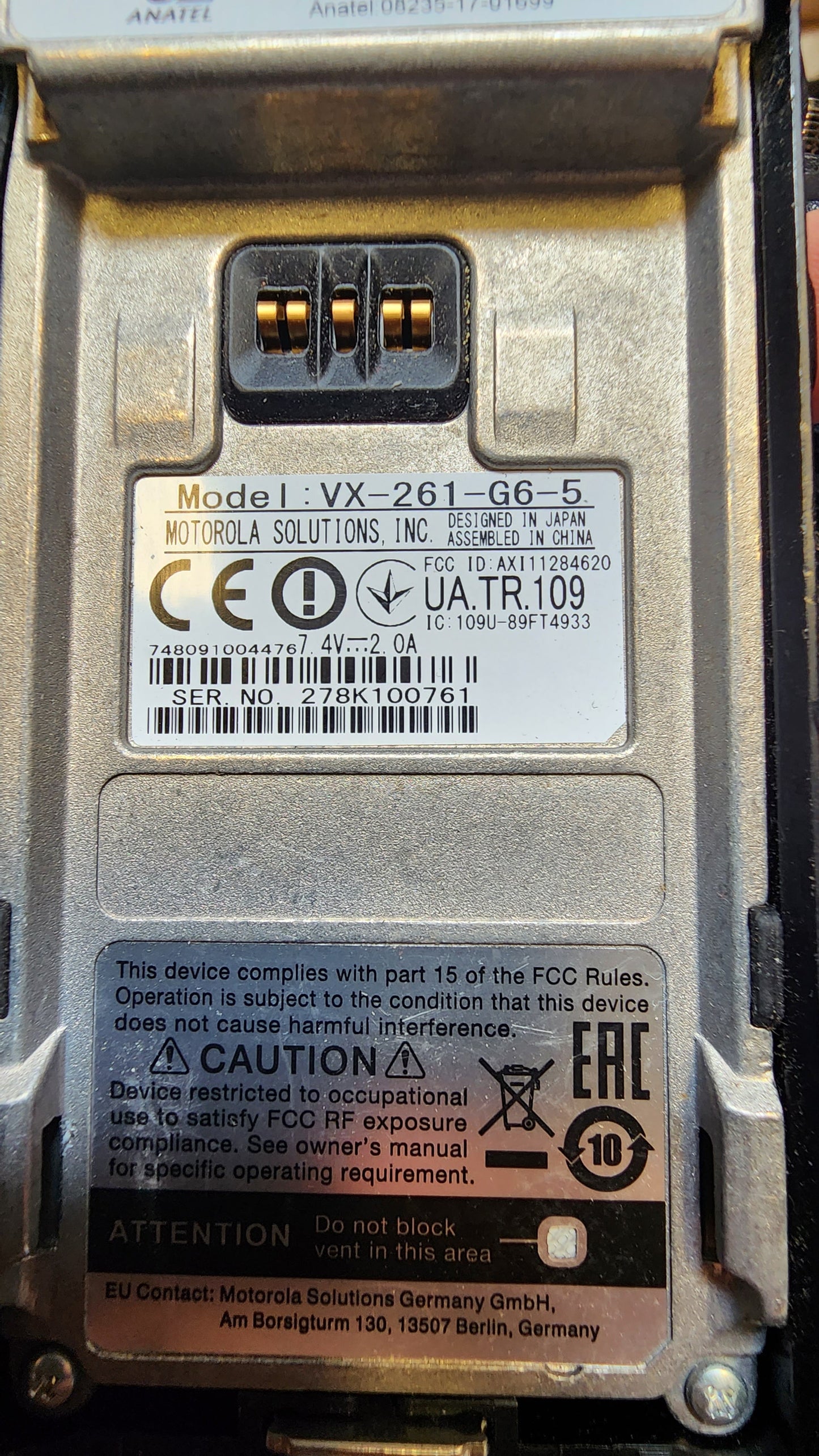 Vertex VX-261 G6-5 UHF 403-470 16ch 5W