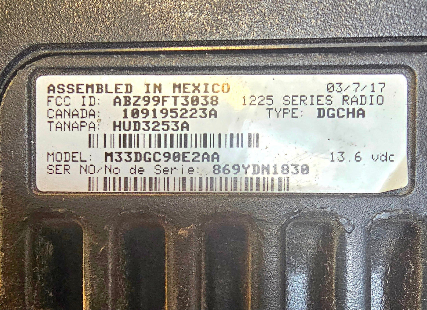 Motorola M1225 VHF 4 Channel 25 Watts 150-174 MHz (M33DGC90E2AA)