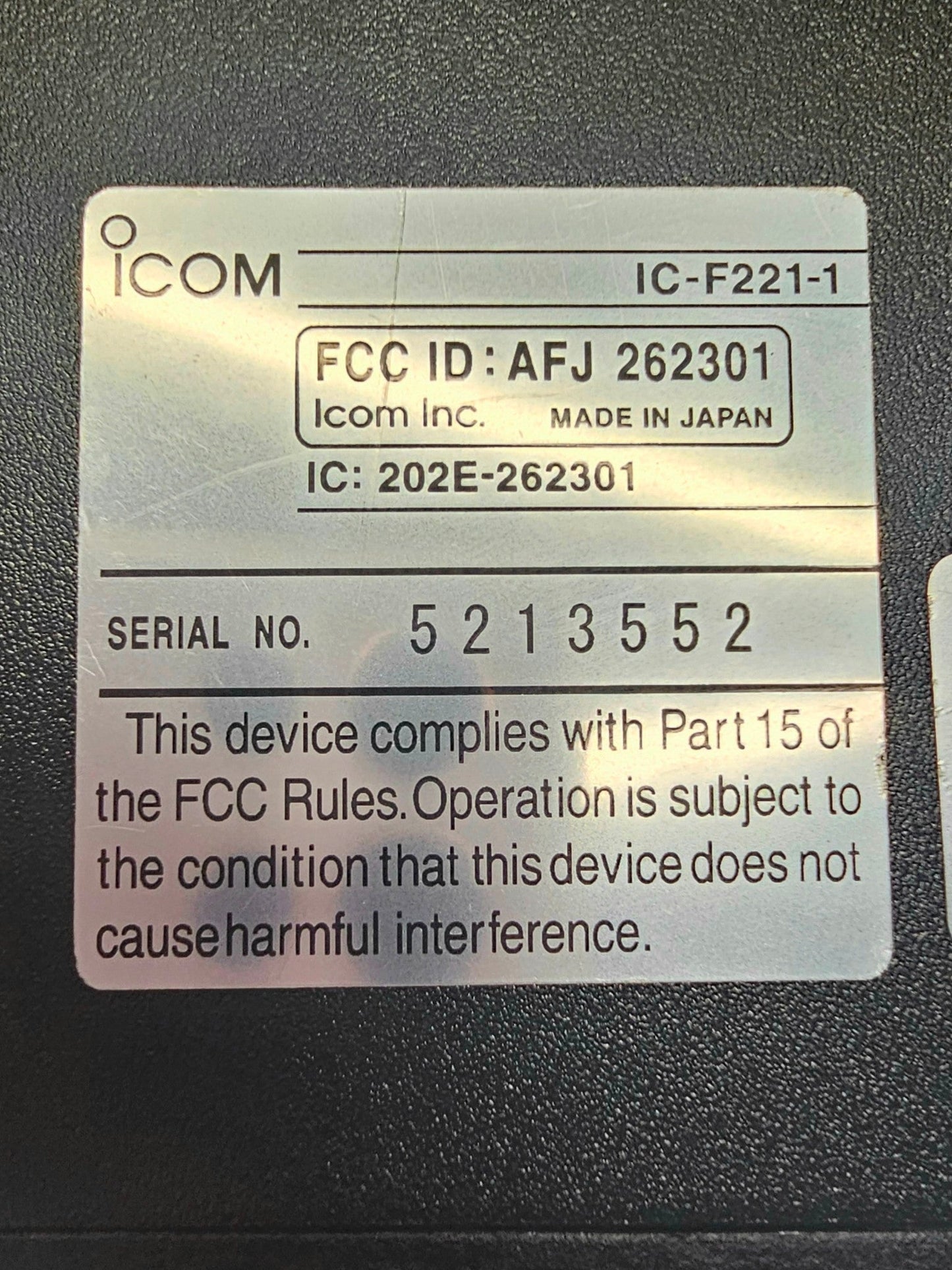 Icom IC-F221-1 ICF221-1 UHF 440-490 MHz 128 channel 45 Watt (Complete Kit)