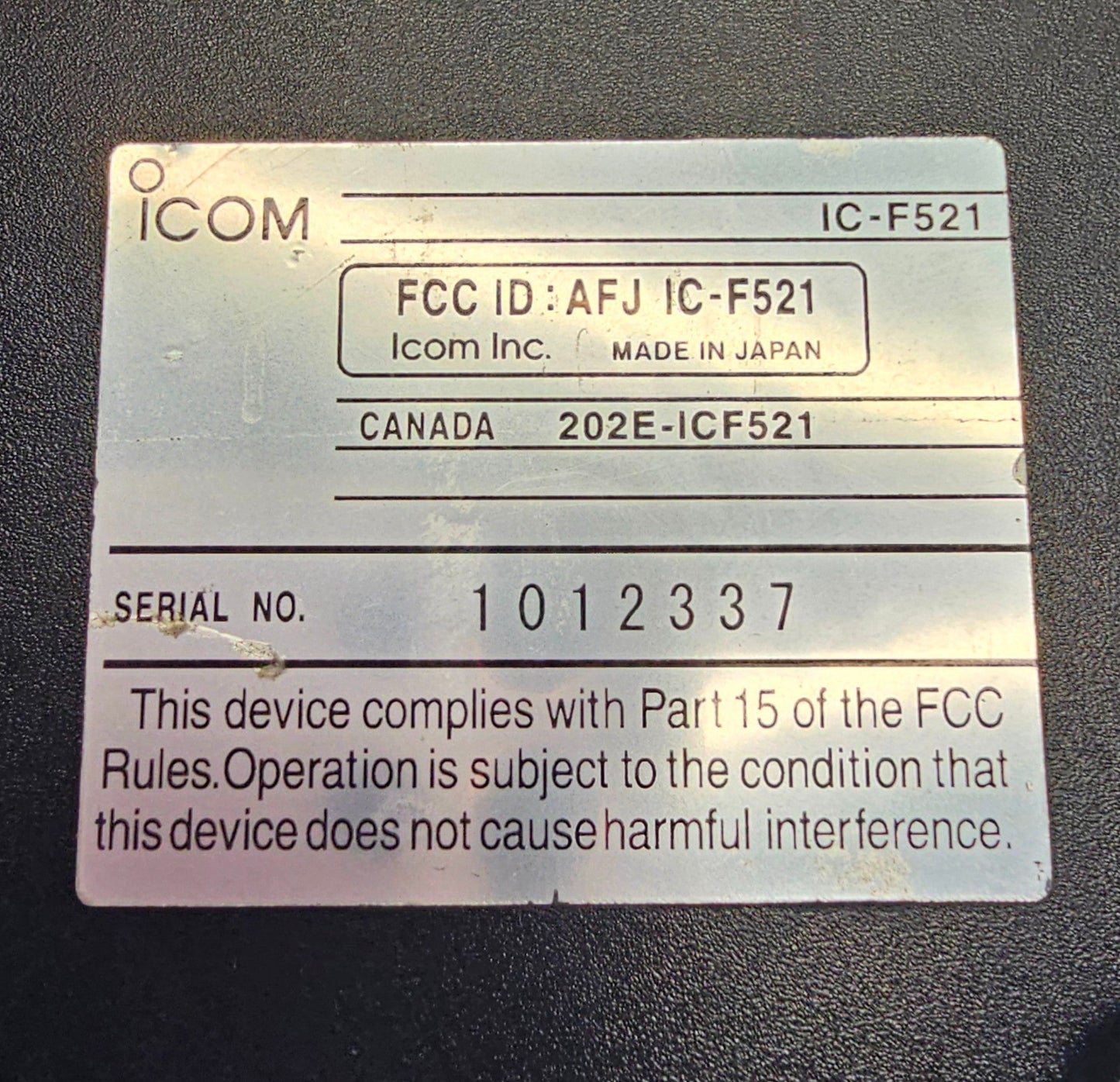 Icom IC-F521 ICF521 VHF 136-174 MHz 256 channel 50 Watt (Complete Kit)