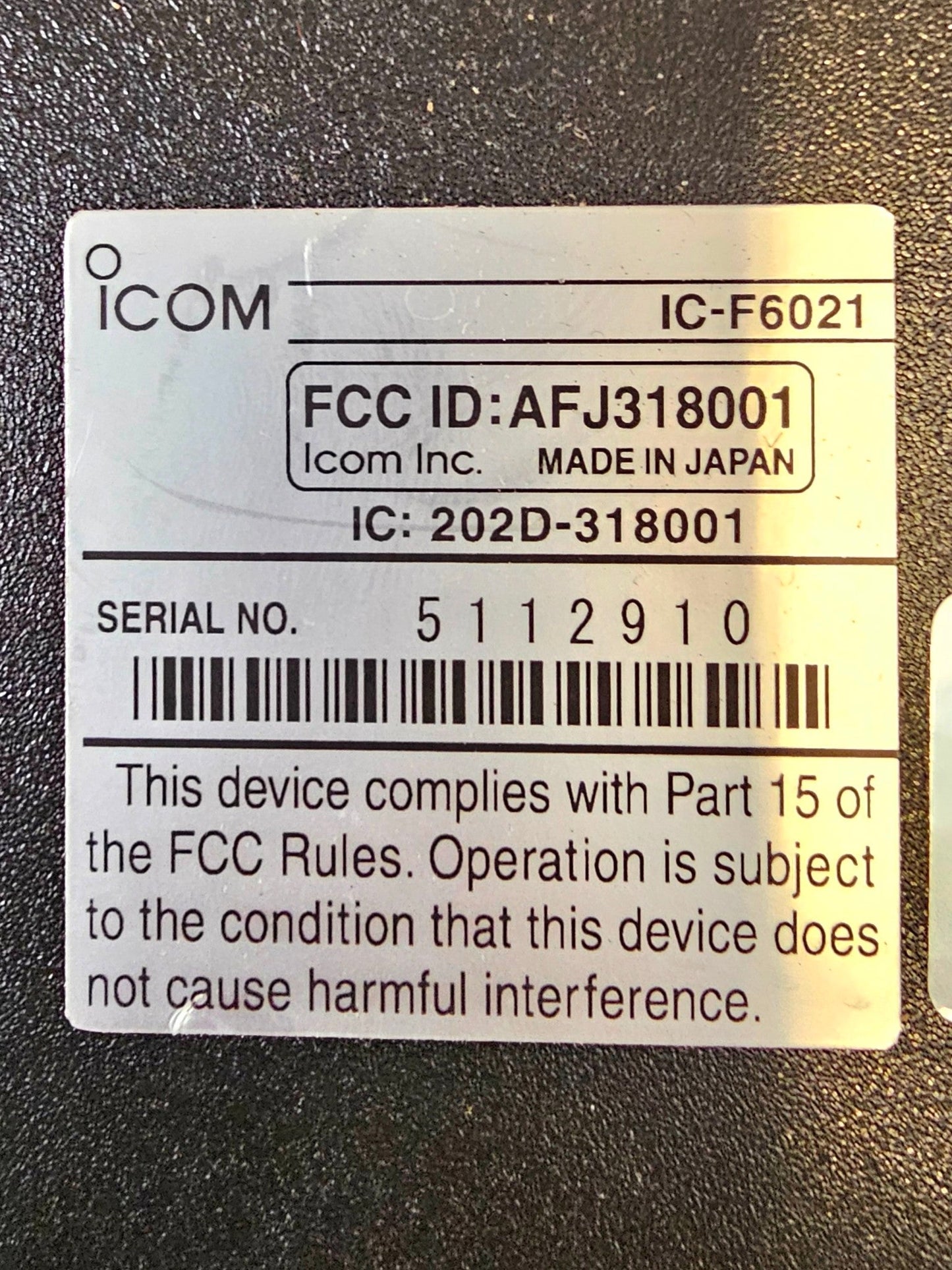 Icom IC-F6021 45 Watts 400-470 MHz 128 Channel Mobile Radio (Complete Kit)