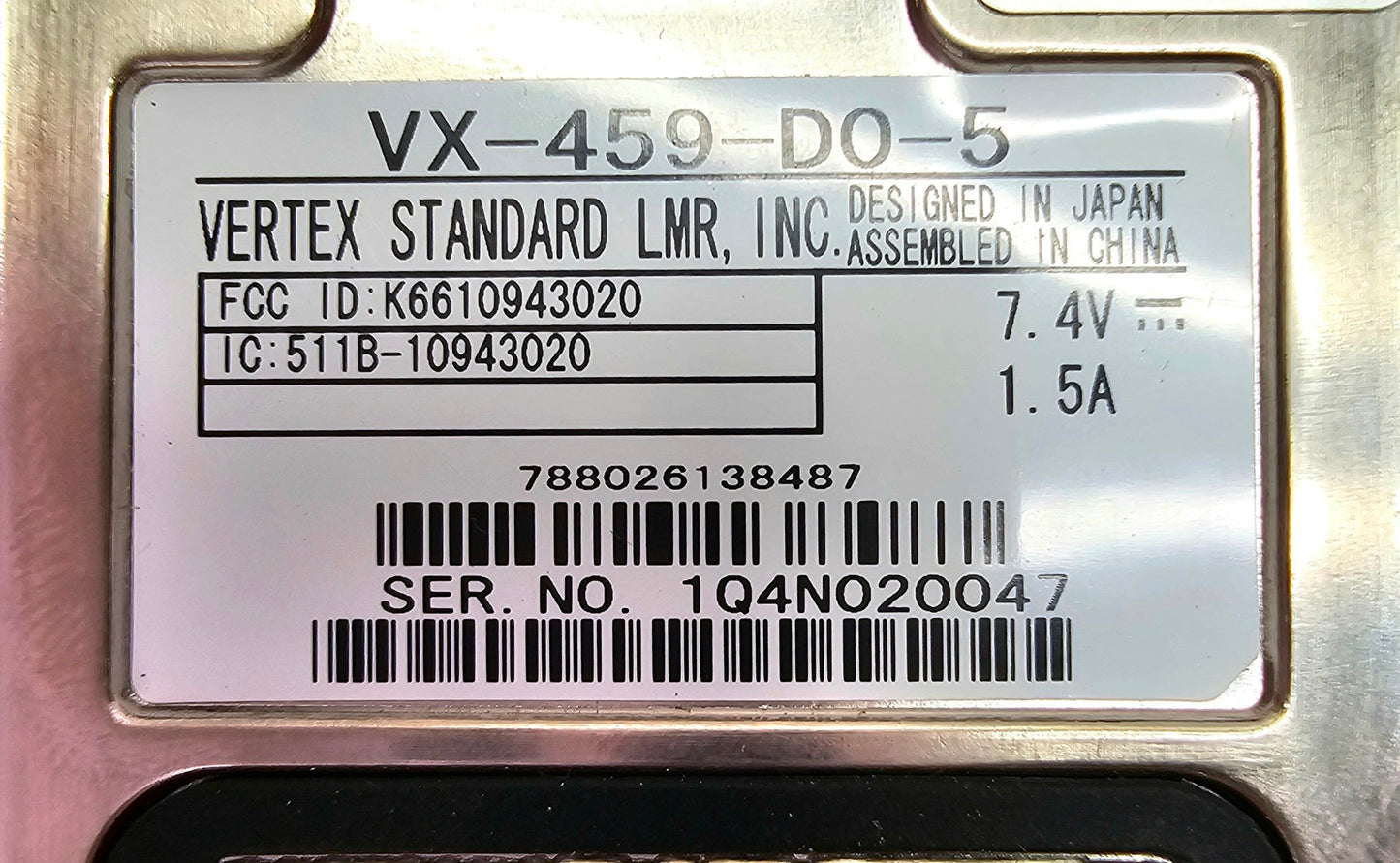Vertex VX459 VX-459-D0-5 VHF 134-174 MHz 512 Channel 5 Watt (Complete Kit)