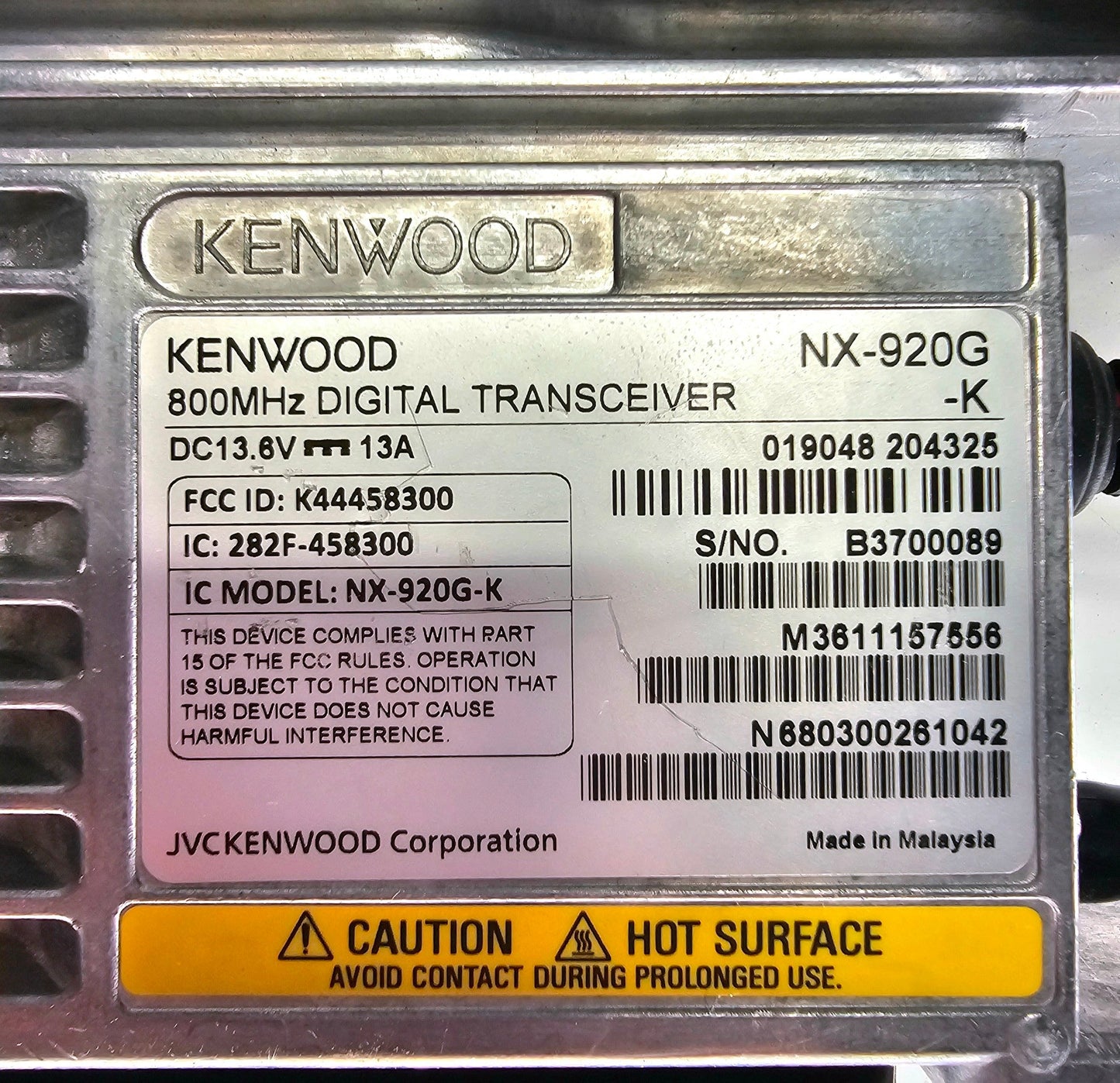 Kenwood NX920G NX-920G NEXEDGE 800MHz (806-870) 15W 260 CH Digital Mobile Radio