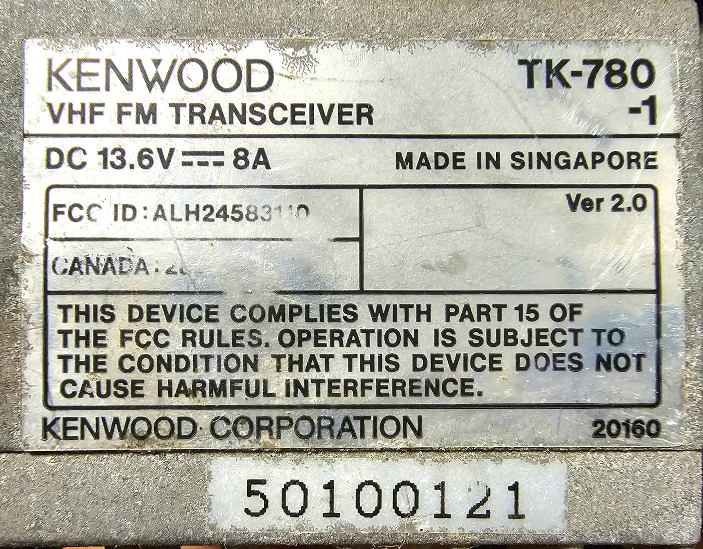 Kenwood TK780 TK-780 VHF 146-174MHz 250 Ch 25 Watts LTR Trunking (Complete Kit)
