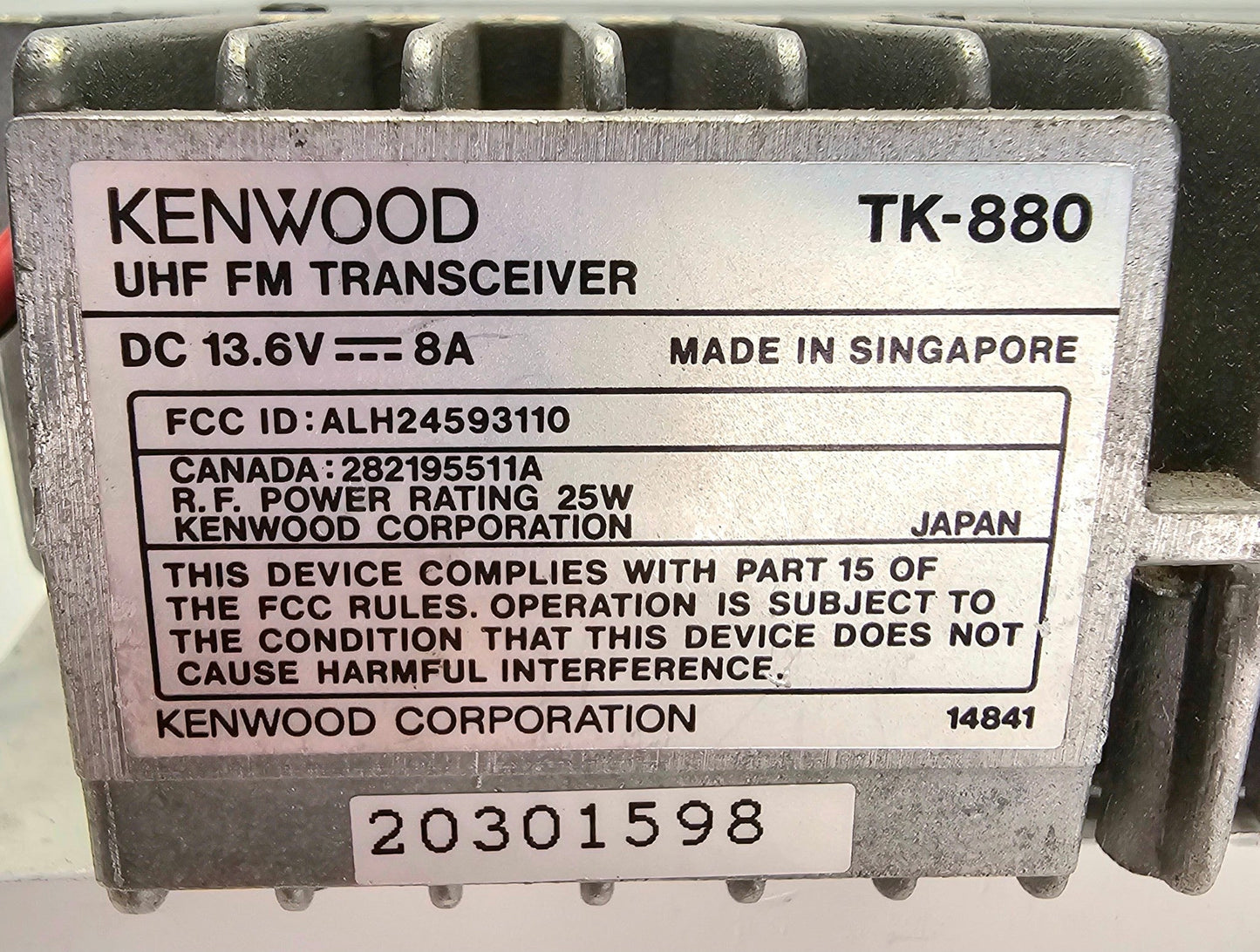 Kenwood TK-880 TK880 UHF 450-490 MHz 250 Channel 25 Watt (Complete Kit)