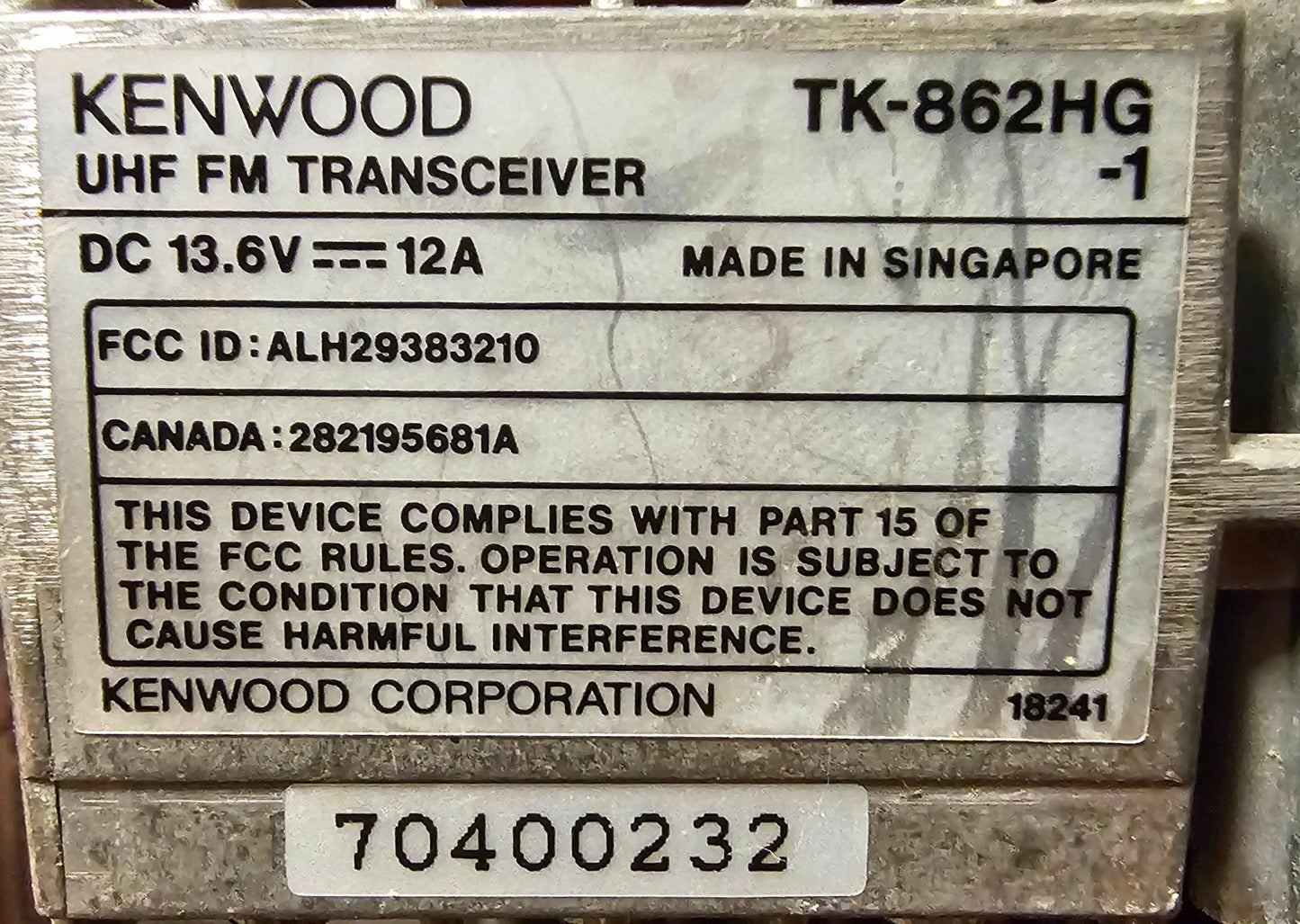Kenwood TK862HG TK-862HG UHF 450-490 MHz 8 Channel 40 Watt (Complete Kit)