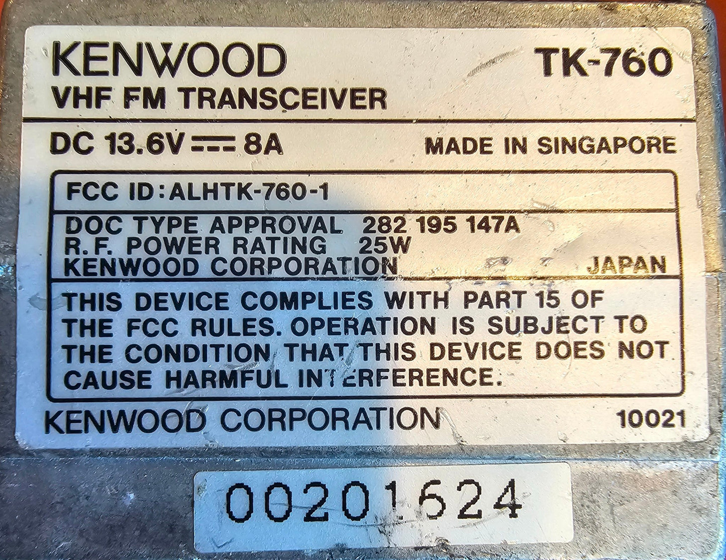 Kenwood TK760 TK-760 VHF 148-174 MHz 128 Channels 50 Watt (Complete Kit)