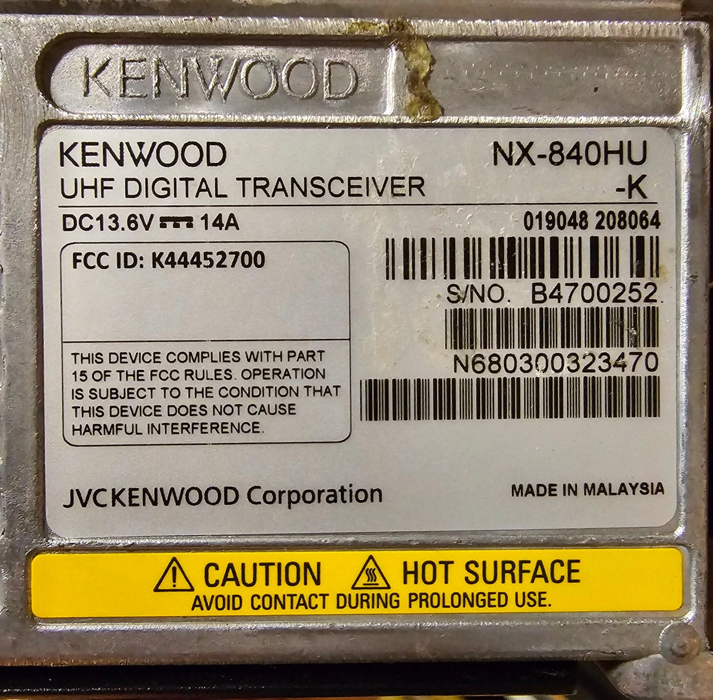 Kenwood NX-840HUK NX-840HU-K UHF 450-520 MHz 45 Watt 32 Channel (Complete Kit)
