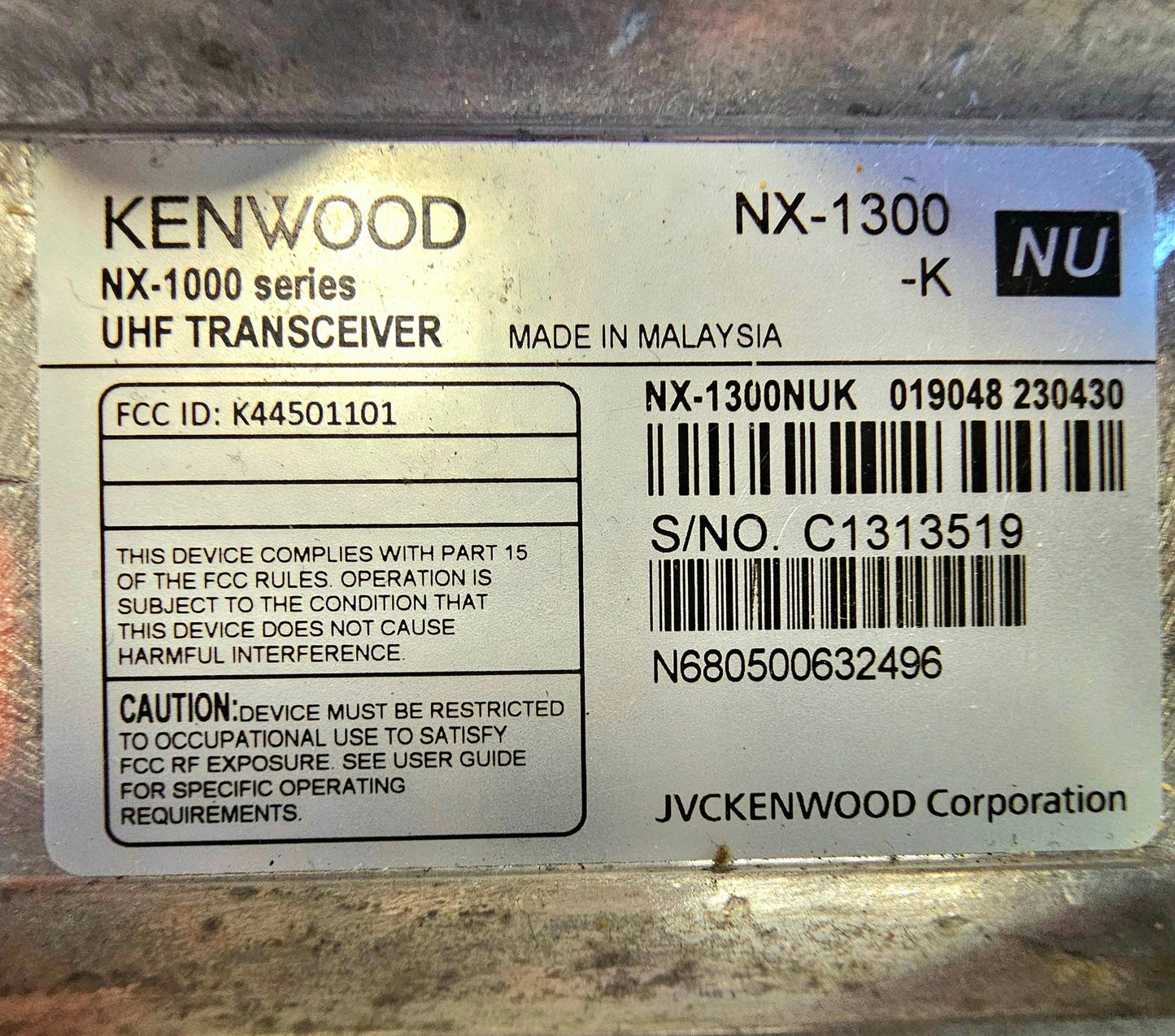 Kenwood NX-1300NUK UHF 450-512 MHz 64 Channel 4 Watt (NXDN and Analog Radio)