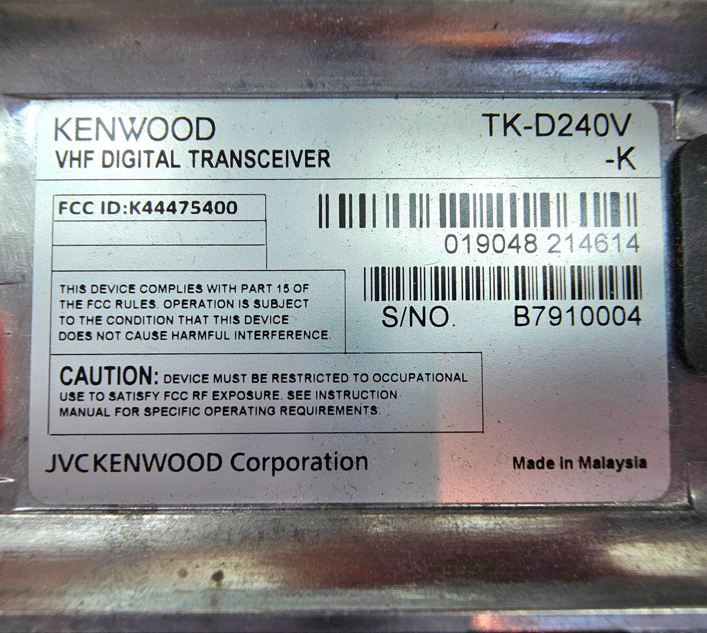 Kenwood TK-D240V VHF 136-174 MHz 5 Watt 32 Channel (Digital and Analog Radio)