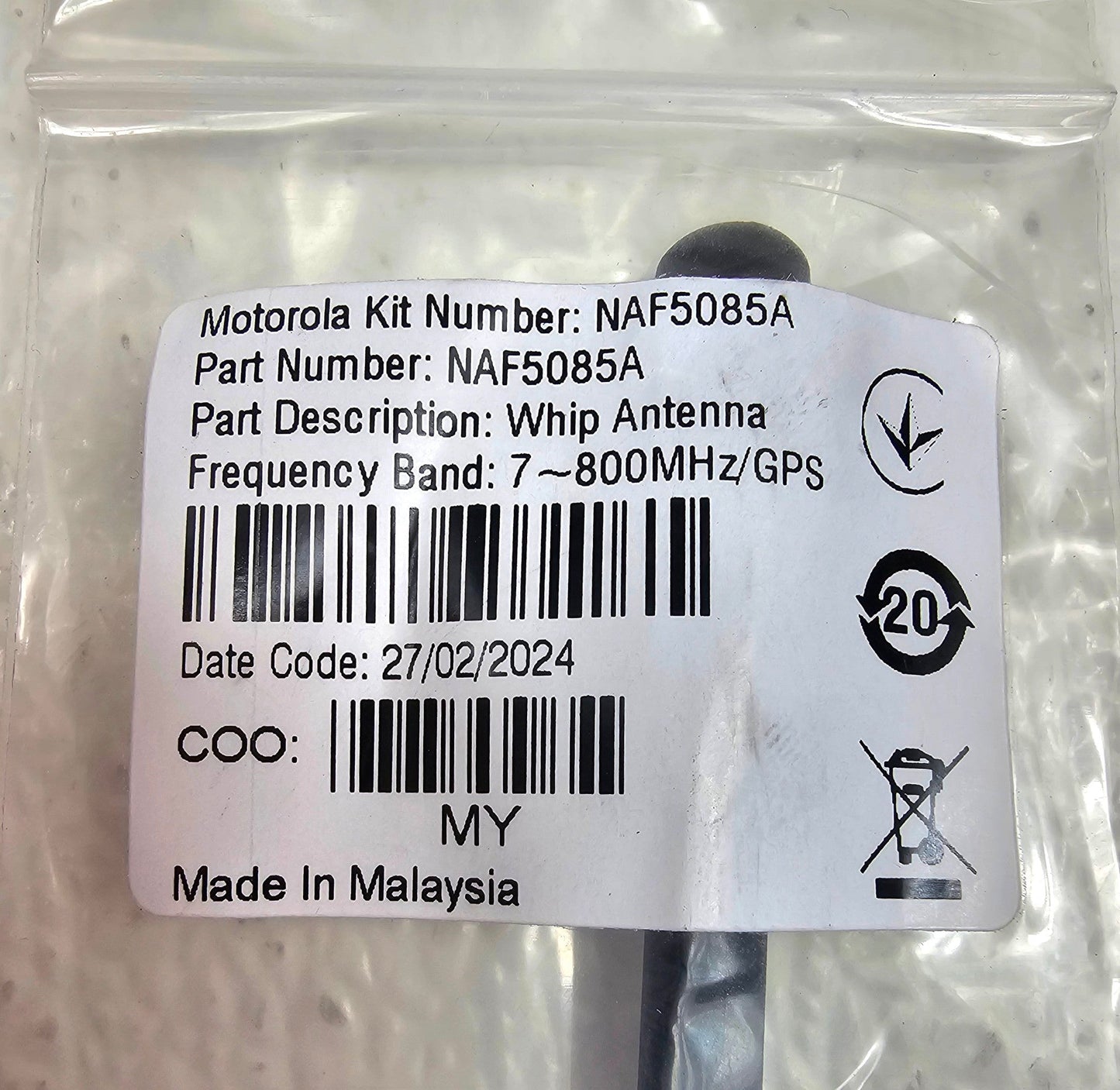 NEW Motorola NAF5085 700/800 MHz GPS Whip Antenna APX, SRX