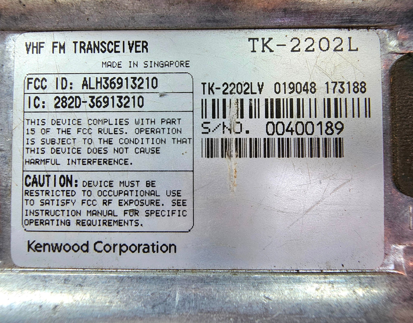 Kenwood TK-2202L TK2202L VHF 136-174 MHz 16 Channel 5 Watt Portable Radio