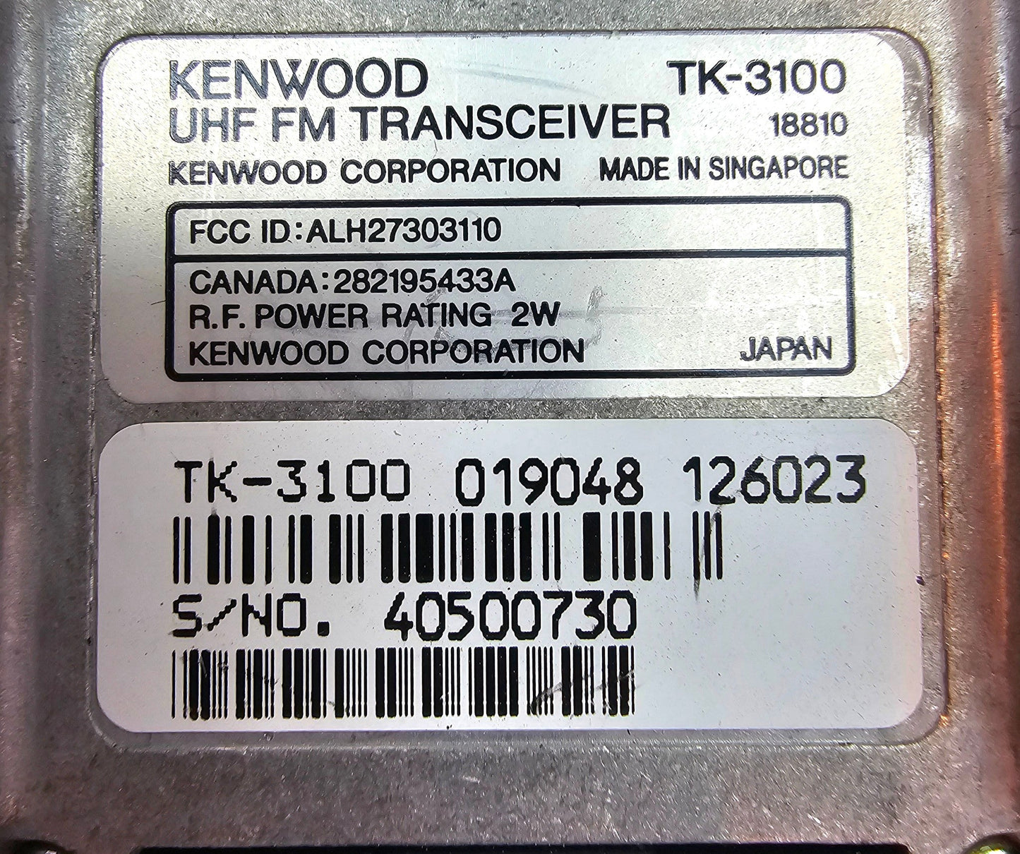 Kenwood TK-3100 TK3100 Radio UHF 460-470 MHz 2 Channel 2 Watt (Complete Kit)