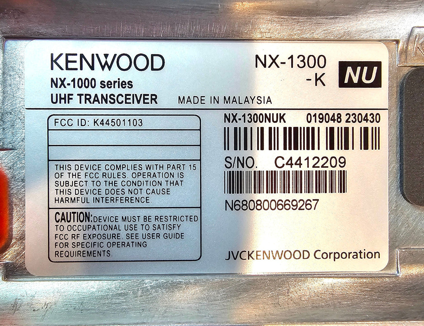 Kenwood NEXEDGE NX1300NUK UHF 450-520 MHz 5 Watt 64 Channel (NXDN/Analog)