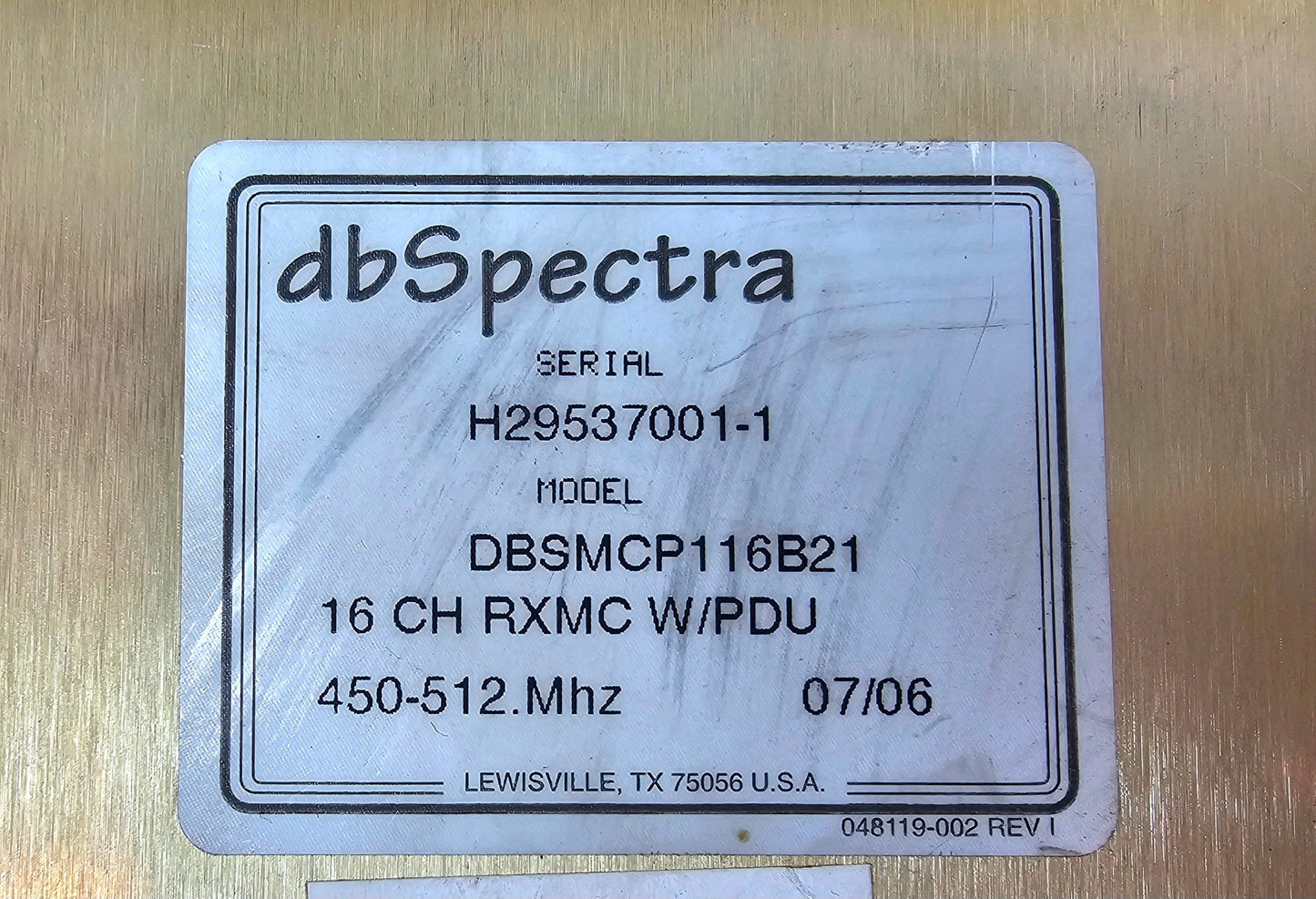 DbSpectra RX Multicoupler 380-512 MHz 16 Channel AC Power (DBSMCP116B21)