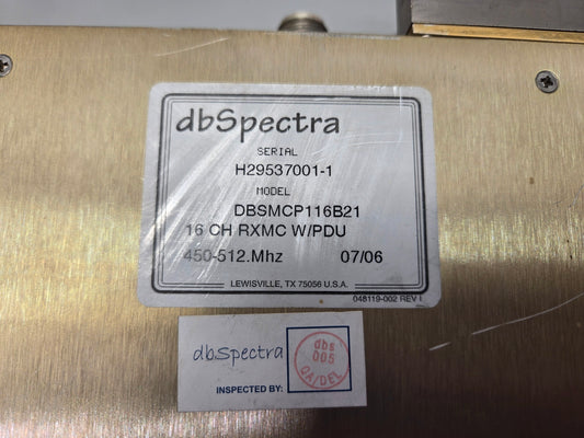 DB SPECTRA DBSMCP Series RX MULTICOUPLER 380-512Mhz (DBSMCP116B21)