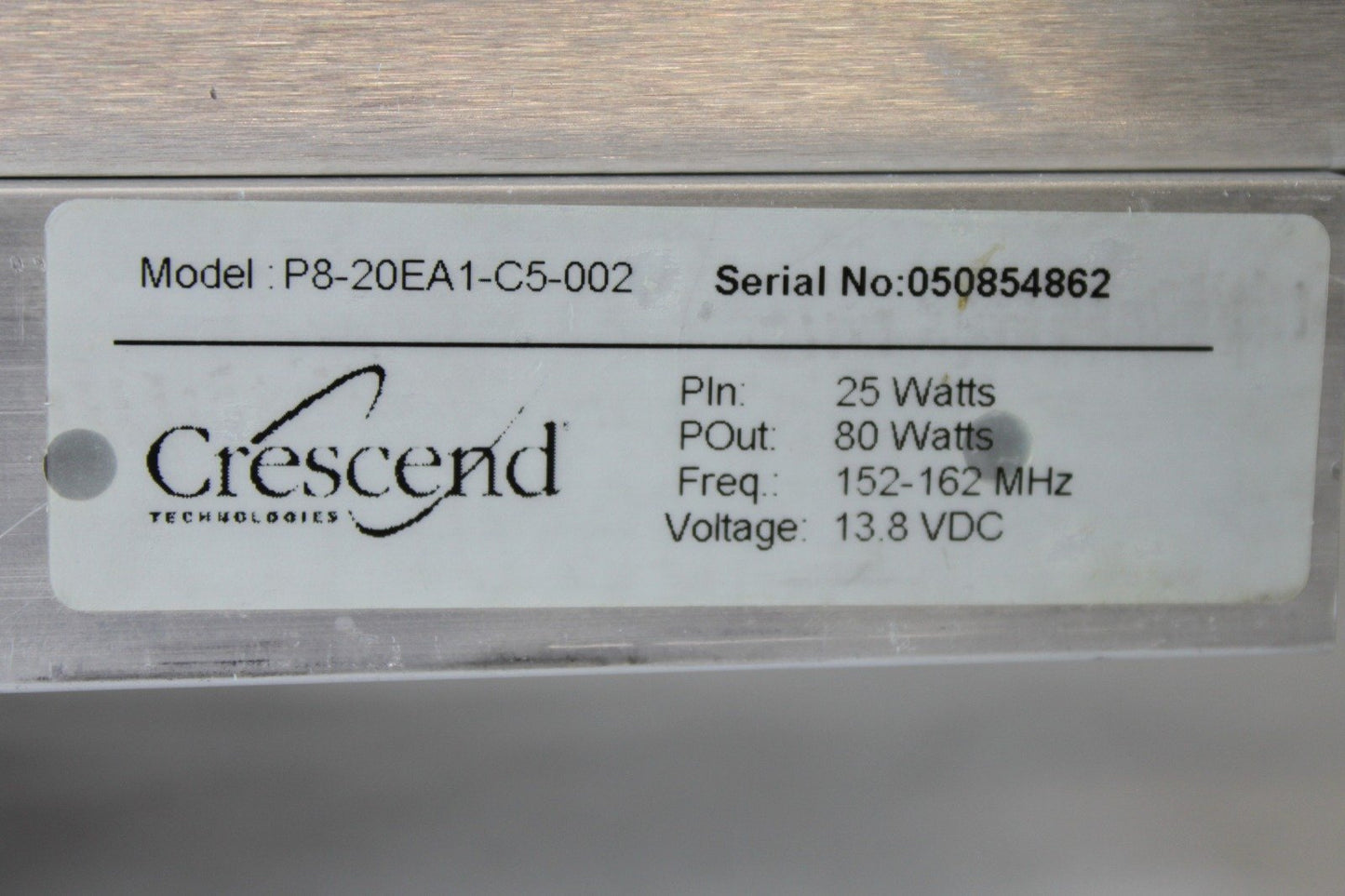 Crescend P8-20EA1-C5-002 VHF (152-162MHz) Power Amplifier (80W)