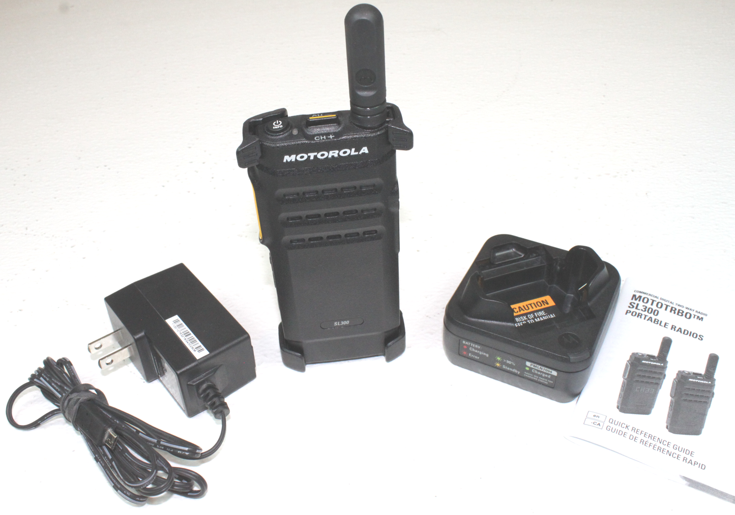 Motorola SL300 Capacity + UHF (403-470 MHz) 99ch Active Display Digital/Analog Portable Radio