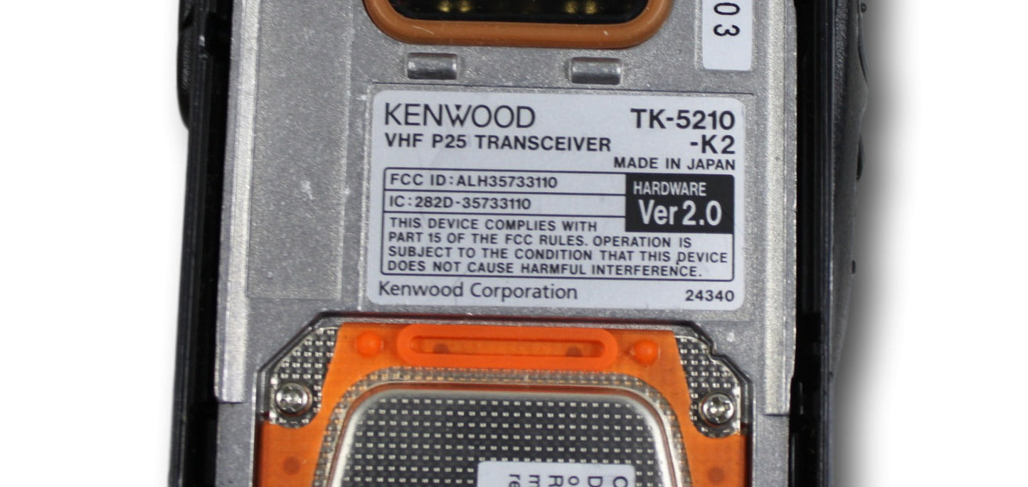 Kenwood TK-5210 K2 VHF (136-174MHz) P25 Digital Portable Radio AES & DES Encryption