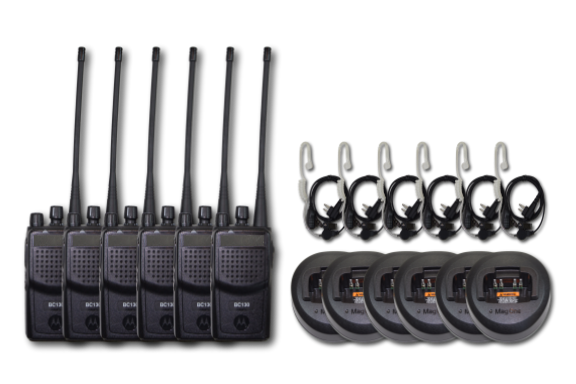 Motorola BC-130 UHF (450-470MHz) Portable Radio (6-Pack "Security" Kit)