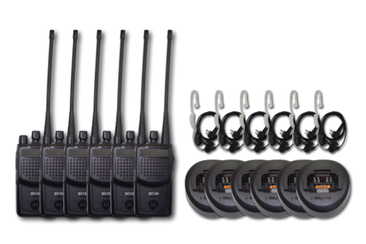 Motorola BC-130 UHF (450-470MHz) Portable Radio (6-Pack "Security" Kit)
