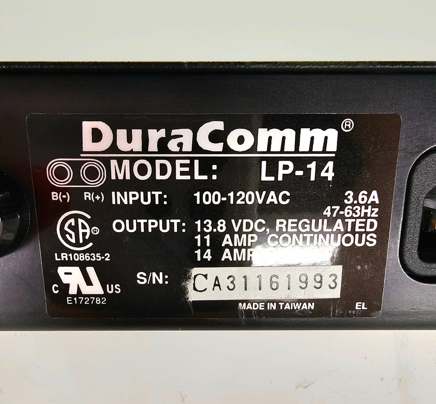 DuraComm LP-14N Ham Radio 13.8 VDC 11-Amp Switching Power Supply 14-Amp Surge