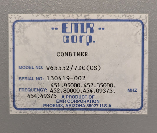 EMR W65552-7DC (CS) DUAL RESONATOR 5 CH UHF Transmit Combiner