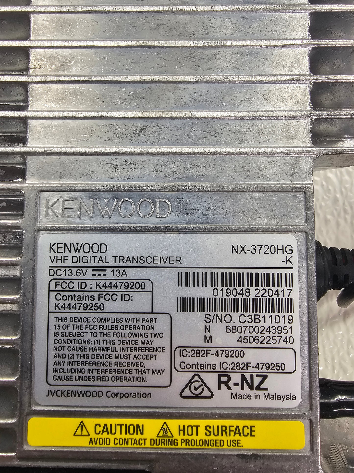 Kenwood Mobile NX-3720HGK VHF 136-174 Mhz 512ch 45W