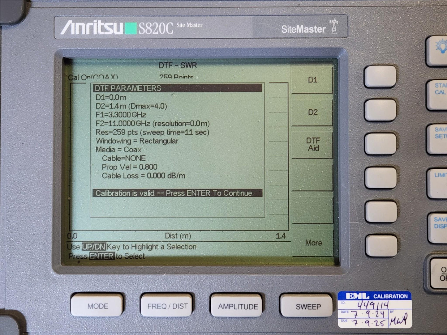 Anritsu SiteMaster S820C Microwave Transmission Line and Antenna Analyzer