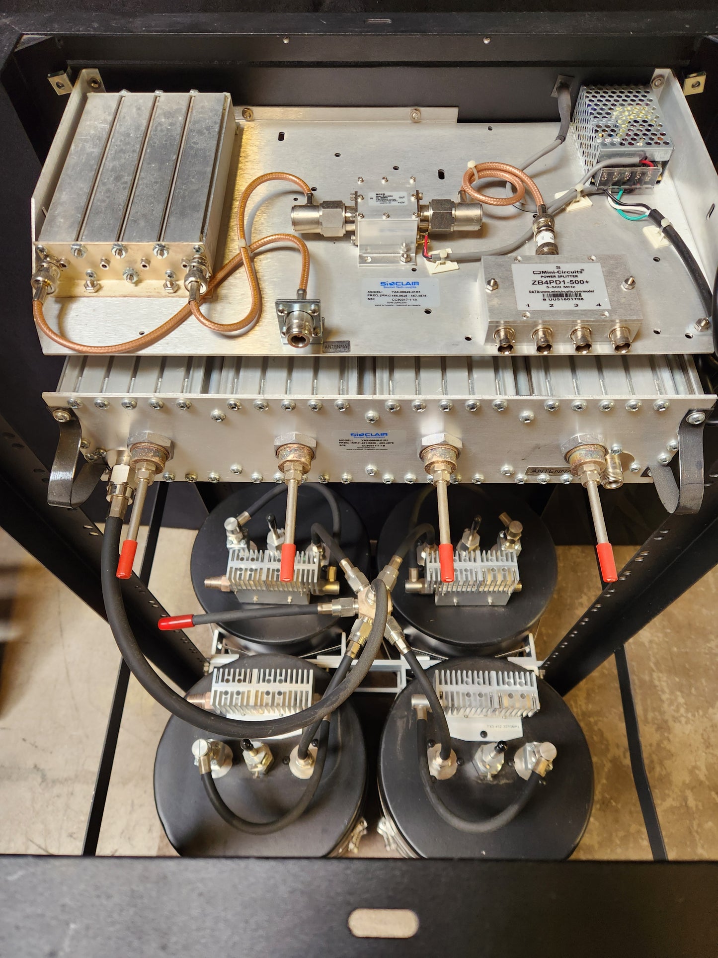 SINCLAIR CT4-450F 4CH UHF 10” Cavity COMBINER W/ WINDOW FILTER AND RX MULTICOUPLER  406-512 MHz
