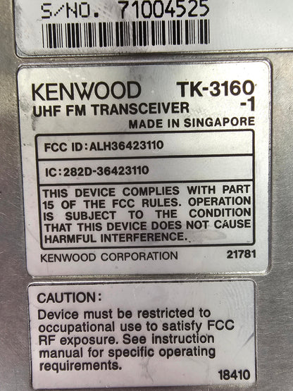 Kenwood TK-3160 TK3160 Radio UHF 16ch  450-490 Mhz