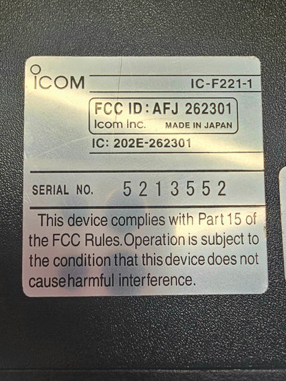 Icom IC-F221-1 ICF221-1 UHF 440-490 MHz 128 channel 45 Watt (Complete Kit)