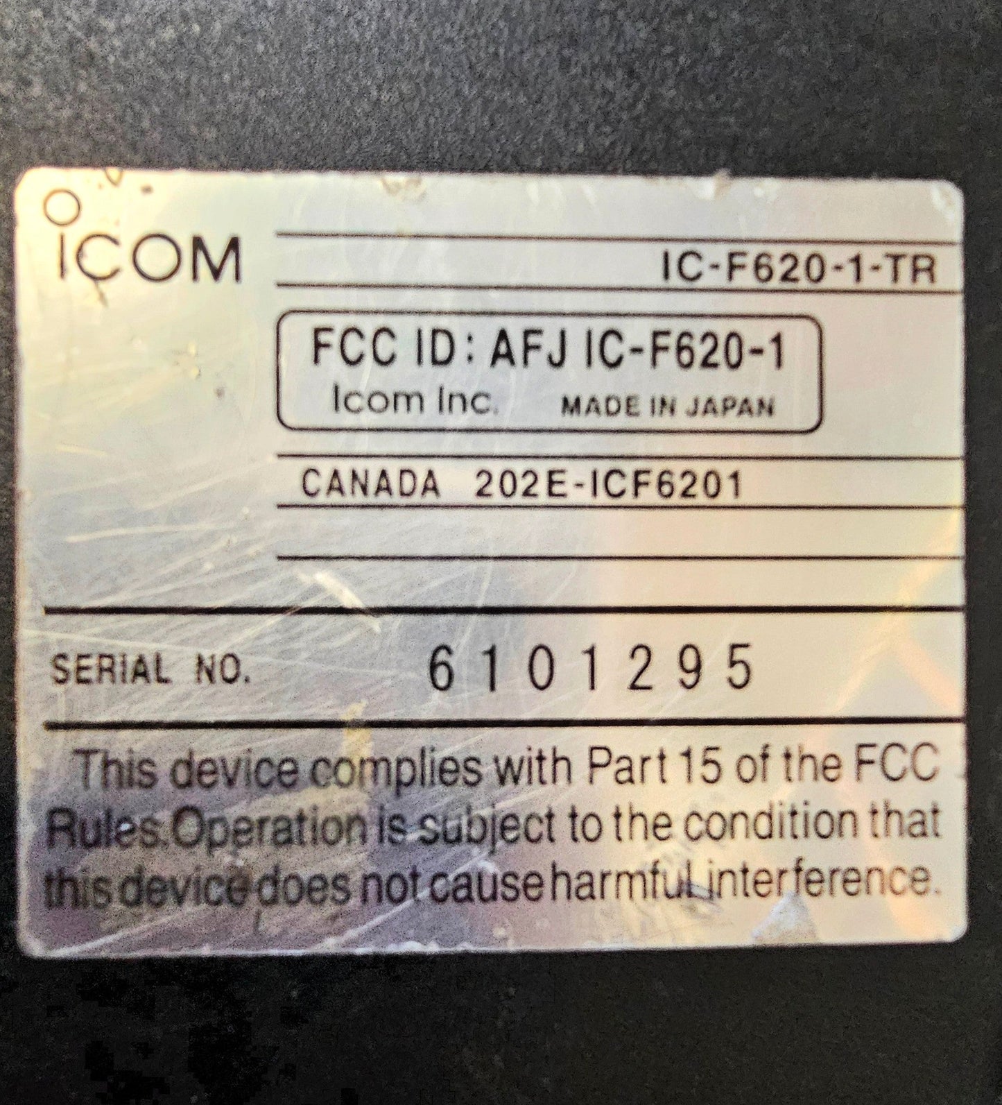 Icom IC-F620-1 TR ICF620-1 TR UHF 400-430 MHz, 256 CH, 25W TRUNKING Mobile Radio