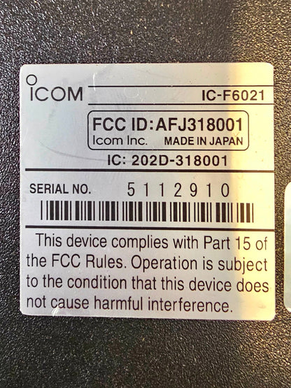 Icom IC-F6021 45 Watts 400-470 MHz 128 Channel Mobile Radio (Complete Kit)