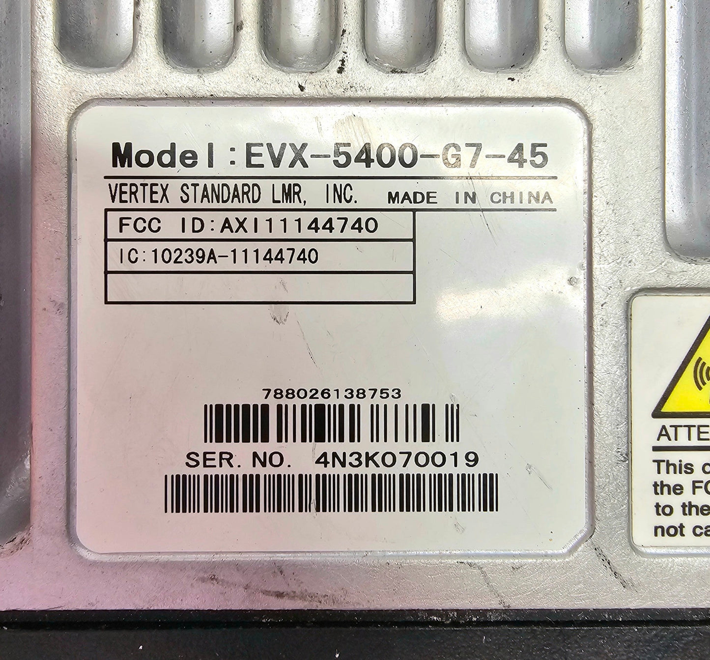 Vertex EVX-5400-G7-45 UHF (450-512MHz) 512ch 45W Digital/Analog (Mobile Radio)