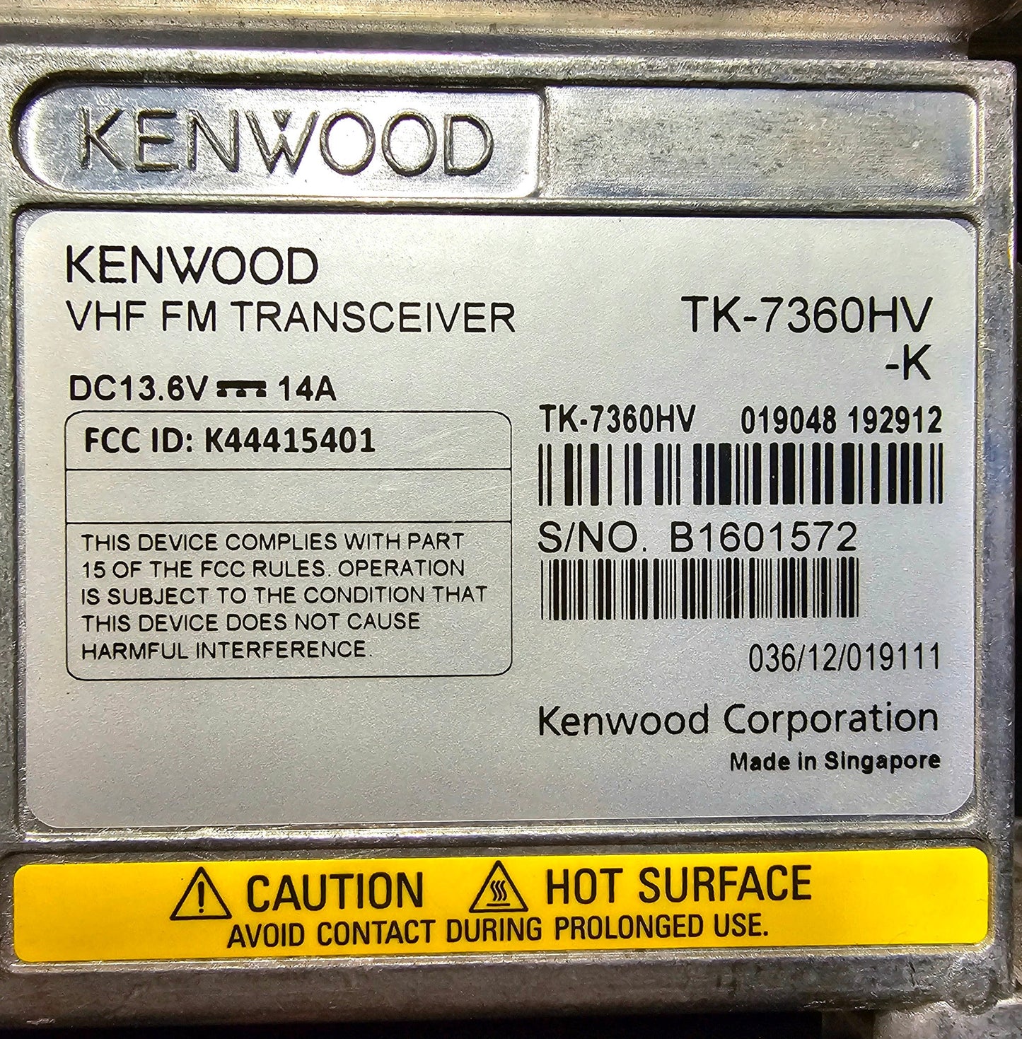 Kenwood TK-7360HV TK7360HV VHF 136-174 MHz 50 Watt 128 Ch (Complete Kit)