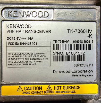 Kenwood TK-7360HV TK7360HV VHF 136-174 MHz 50 Watt 128 Ch (Complete Kit)