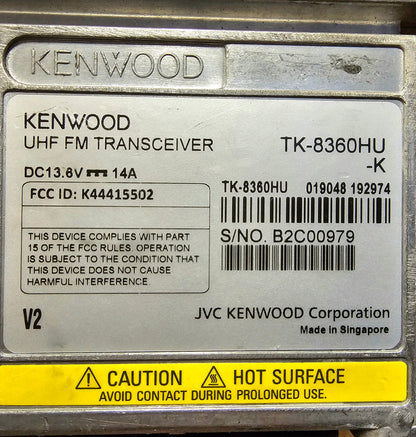 Kenwood TK-8360HU TK8360HU UHF 450-520 Mhz 128 Ch 40 Watts