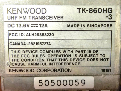Kenwood TK-860HG TK-860HG-3 UHF 400-430 MHz 128 Ch 40 Watt (Complete Kit)
