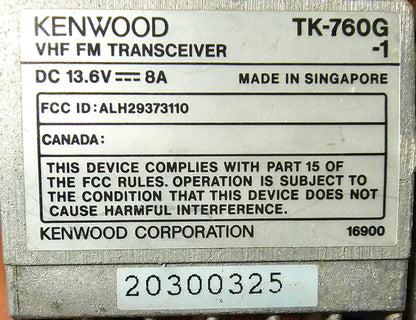 Kenwood TK760G-1 TK-760G VHF 148-174 MHz 128 Channels 50 Watts (Complete Kit)