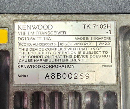Kenwood TK-7102H TK7102H VHF 146-174 MHz 4 Channel 50 Watt (Complete Kit)