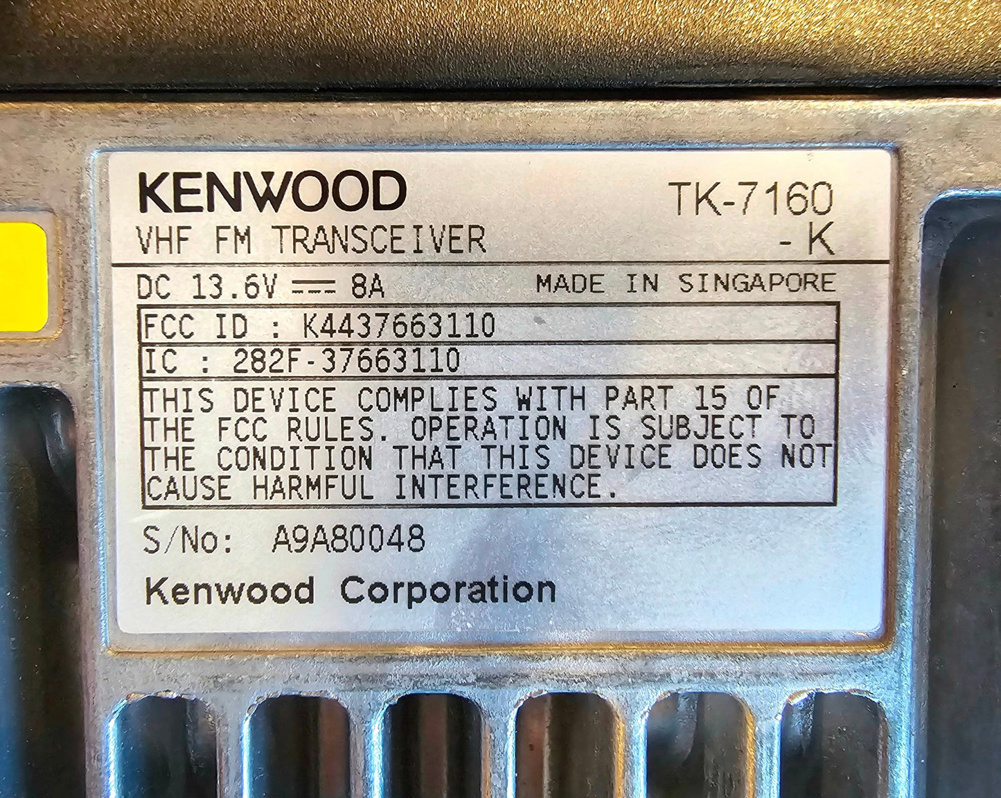 Kenwood TK7160 VHF TK-7160 136-174 MHz 128 Channels 25 Watt (Complete Kit)