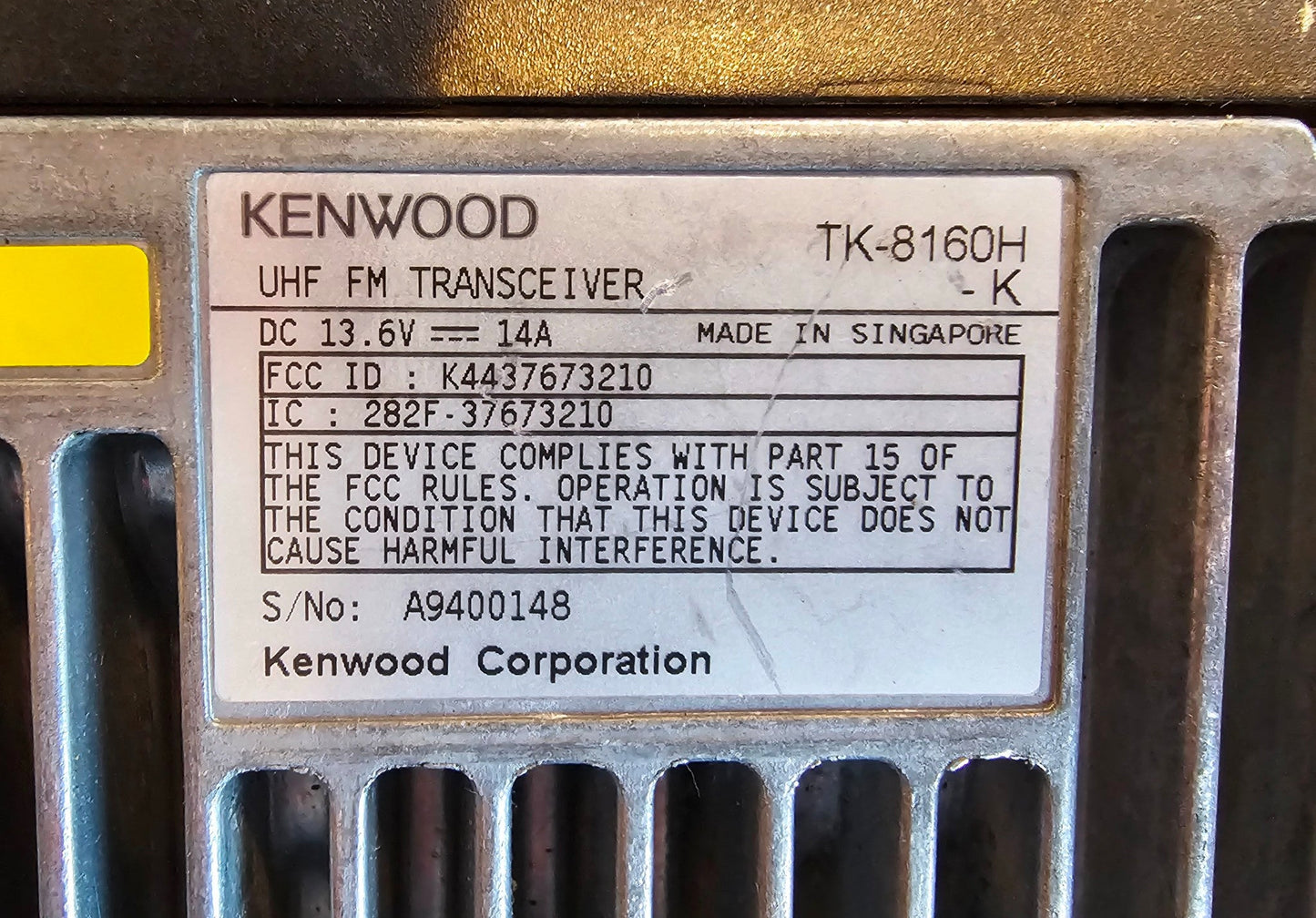 Kenwood TK8160H TK-8160H UHF 450-490 MHz 128 Channels 45 Watt (Complete Kit)
