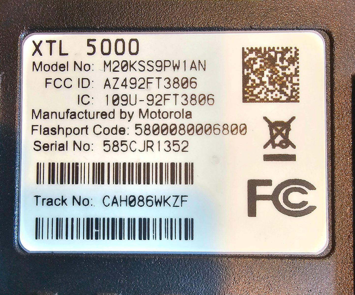 Motorola XTL5000 VHF 136-174 MHz 1000 Channel 50 Watt APCO P25 Digital