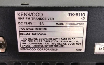 Kenwood TK-6110-2 TK6110-2 Lowband Radio 35-50 MHz 32 Channel 70 Watt